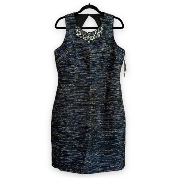Laundry by Shelli Segal Dress 10 Midnight Blue Sparkly Rhinestone NWT Defects - Picture 2 of 12
